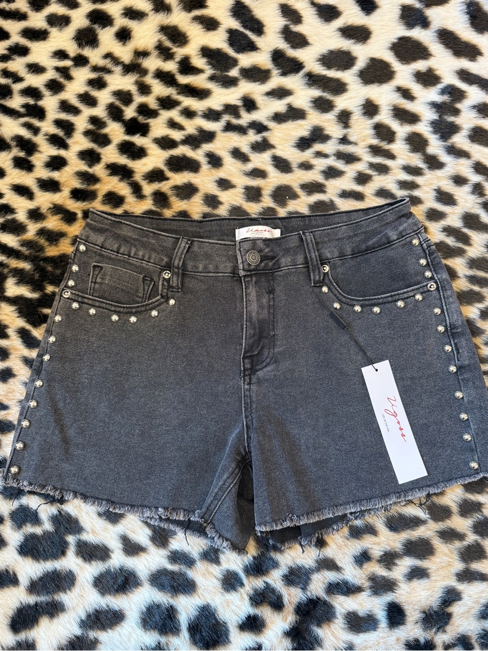 NWT VIGOSS STUDDED DENIM SHORTS INDIE SLEAZE SIZE 5/27 PUNK ROCK